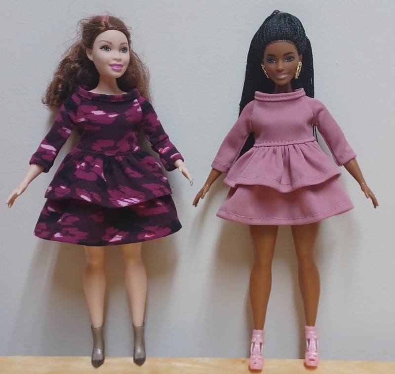 Curvy Barbie 11 1/2" Doll Clothing Mauve & multicolor dresses with ruffle