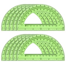 10 PCS Clear Protractor 6 Inch Plastic 180 Degrees Math Geometry Tool Green