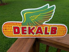 LARGE HEAVY THICK PORCELAIN DEKALB CORN FARM SEED DEALER SIGN FLYING WINGS LOGO