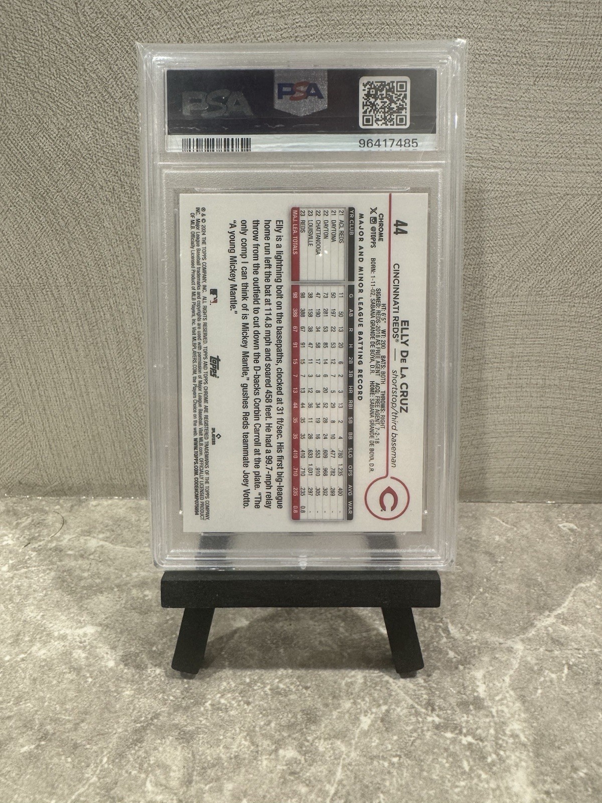 Topps 2024 Chrome Elly De La Cruz Rookie #44 X-Fractor PSA 10 view 2