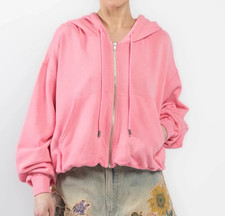 NWT R13 Oversized 100 Cotton Ballon Zip-up Hoodie in Pink Size S