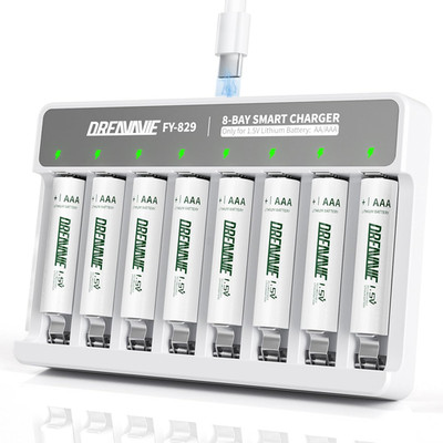 1.5V Rechargeable AAA Batteries Lithium with Fast Charger - 1300mWh High Power B