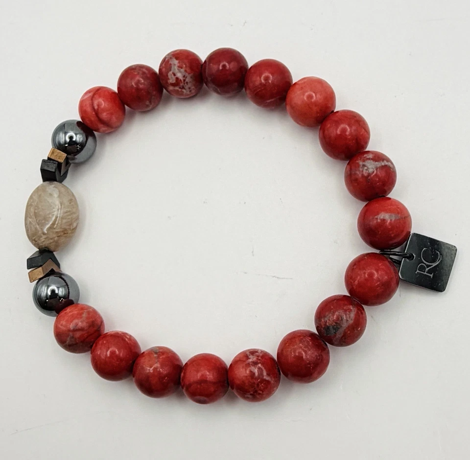 Nordstrom Pulseras Elásticas Piedra Roja Pepitas Apiladores Bohemias Lote de 2 Naturales Foto 4 de 4