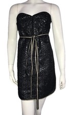 Marc Jacobs Black Metallic Strapless Cocktail Dress Size 4 Made USA