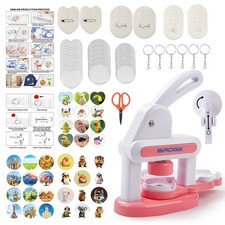 Button Maker Machine Installation-Free DIY Pin Badge Press Machine Pink / Blue