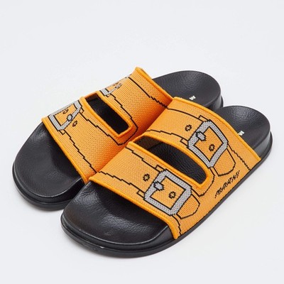 MARNI サンダル　クッションインソール　38 Marni Size 38 Orange Fabric Double Buckle Print Slide Sandals | eBay