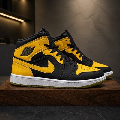 M 12 Air Jordan One Mid SE Black/Varsity Maize  White (HJ 6654 071) NWB