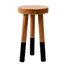 Rubber Wood 9 Round Plant Stand |Dip Dyed Black Accent Stool |Milking Stool |...