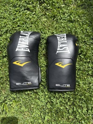 Everlast Elite Evershield Boxing Gloves Black Yellow- 16 Oz