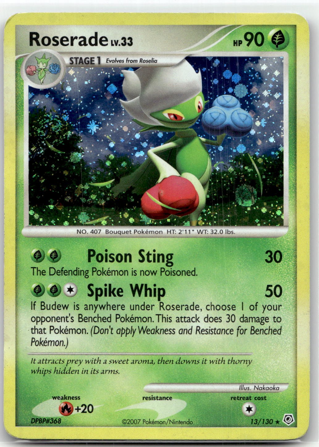 Roserade 13/130 Rare Diamond & Pearl Pokemon Holo LP