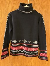 Hanna Andersson Sweater Women Turtleneck Black Snowflake Fair IslePullover Small