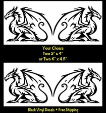 Retro Dragons Mirrored Black Decals Car Windows Laptop Tumbler Tablet Mugs