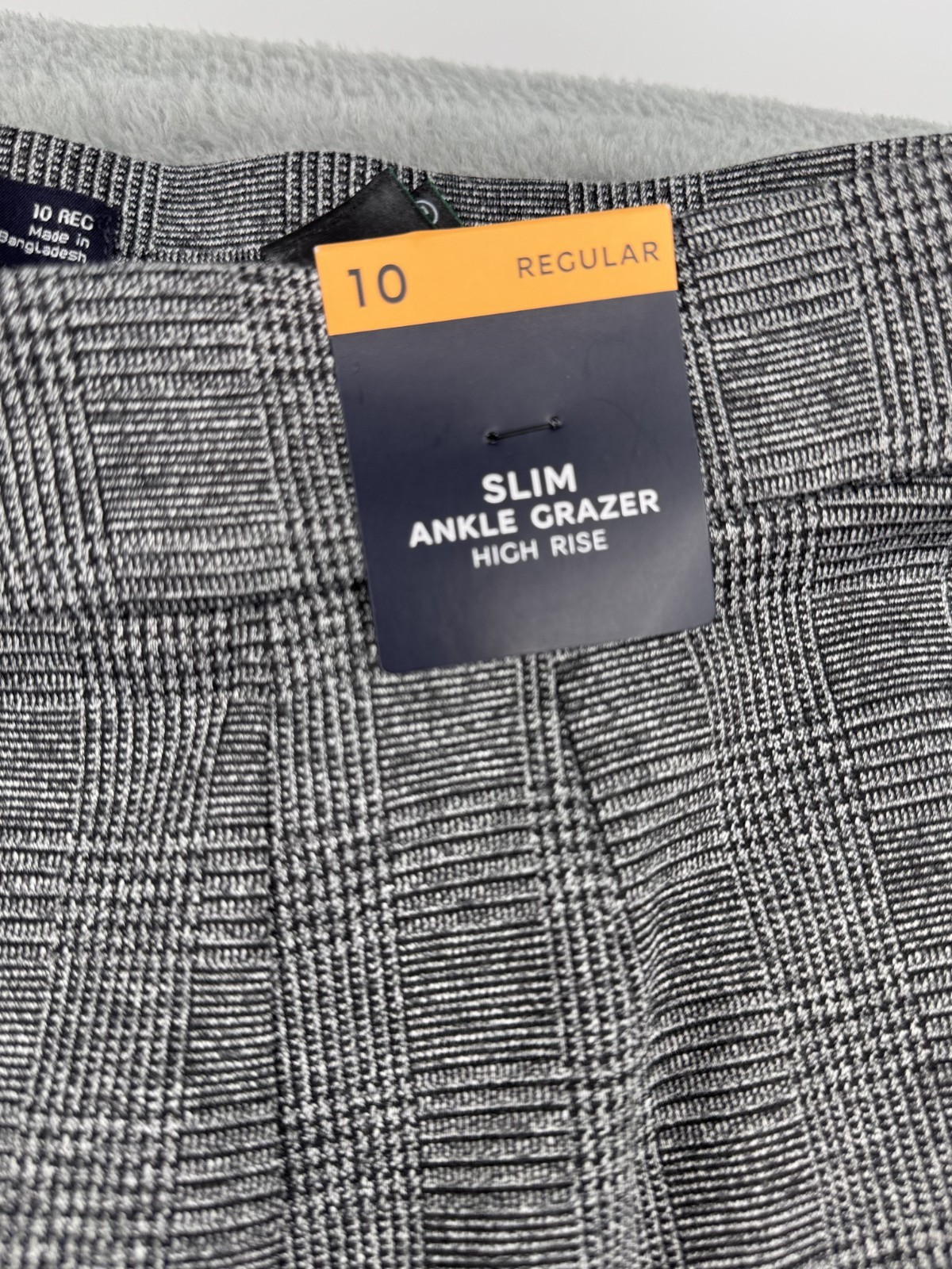 M&S Collection Slim Ankle Grazer Trousers UK 10 Grey Check High Rise BNWT image 5