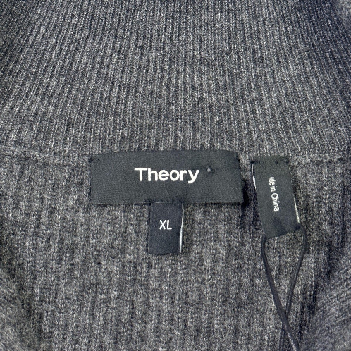 Theory 1/4 Zip Cashmere Donners Sweater Mens XL Gray Mock Neck