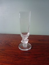 Large Lalique Vase with Frosted Deer To Footed Stem