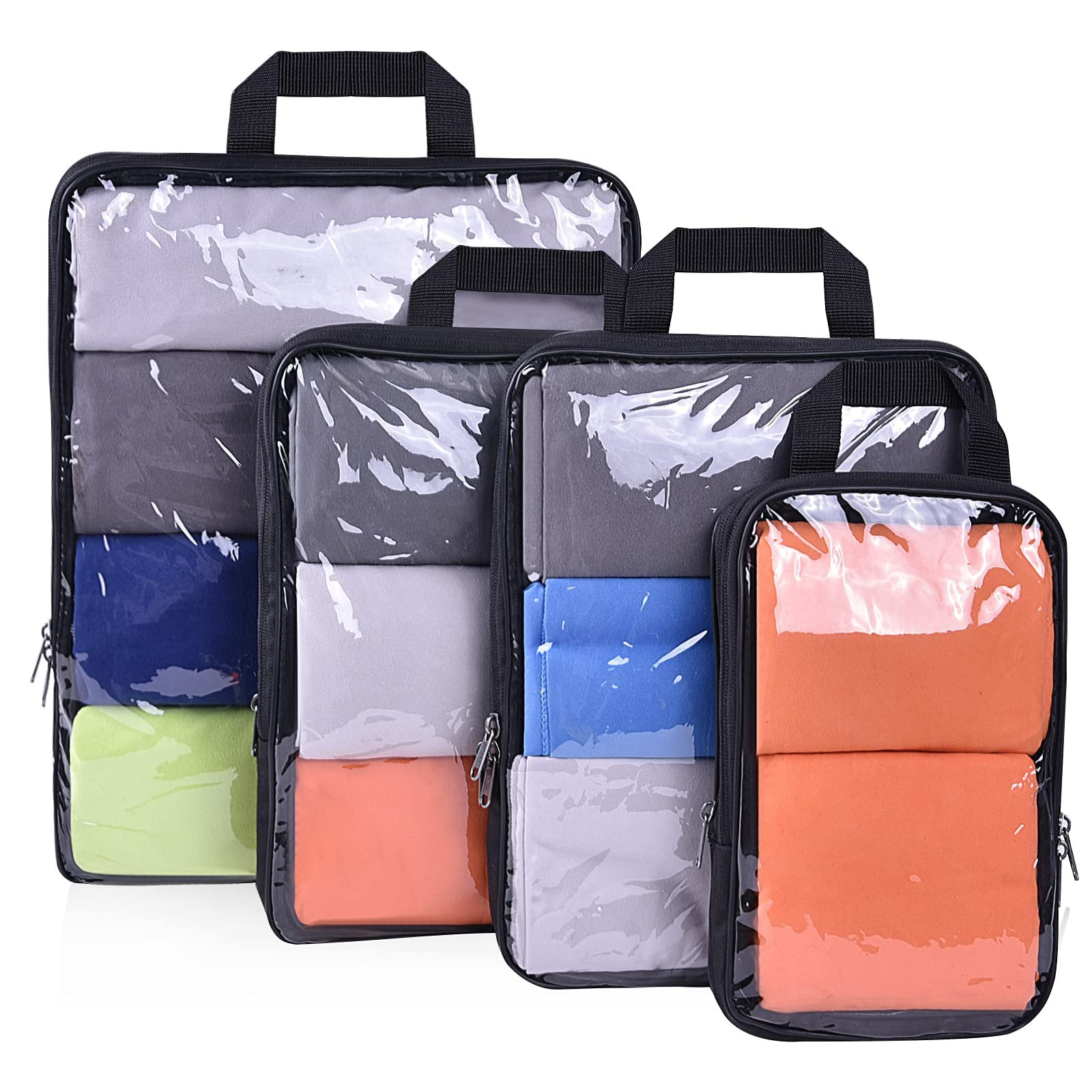 Transparent Compression Packing Cubes for Clear Visible Travel Organization-image