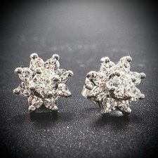 14k White Gold Diamond Cluster Stud Earrings Total Weight .50carat 1.9g
