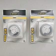 2 Pack Defiant Indoor Big Button Timer White 24 Hour Programmable