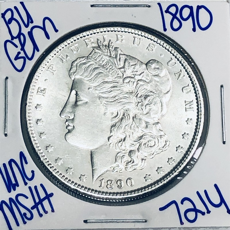 1890 BU UNCIRCULATED MORGAN SILVER DOLLAR AUTHENTIC U.S. MINT FREE SHIPPING 7214