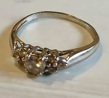 14k White Gold D 5-Stone Prong Set Round White Ring Size 7 Cocktail