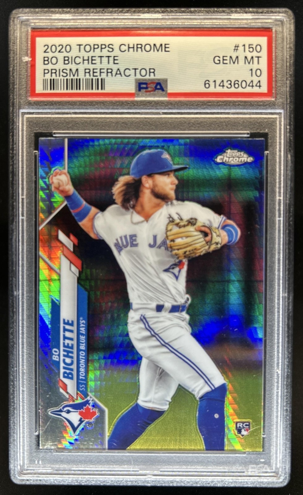 2020 Topps Chrome Bo Bichette RC Prism Refractor Rookie #150 Blue Jays PSA 10 view 1