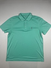 IZOD Polo Shirt Mens Large Green Check Golf Performance Short Sleeve Casual