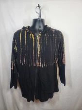 Greater Good - Women's Zipper Hoodie - Black Tie Dye - Sz L/XL