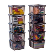 10 Pack Black Bead  Craft Organizer , Small Plastic Storage Containers with ...