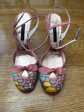 Marc Jacobs Fab Roxy Multi Pink Heels Pumps Size 8.5 M Ankle Strap Bow w/ Box