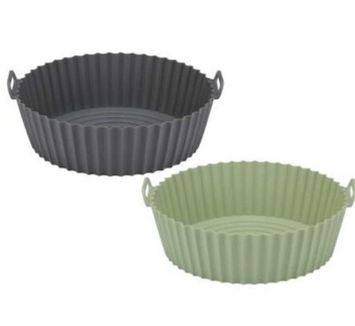 Stampo in silicone per friggitrice ad aria, stampo per uova rotondo per muffin e muffin, antiaderente, per friggere ad aria, per cupcake, per fare mini torte (grigio