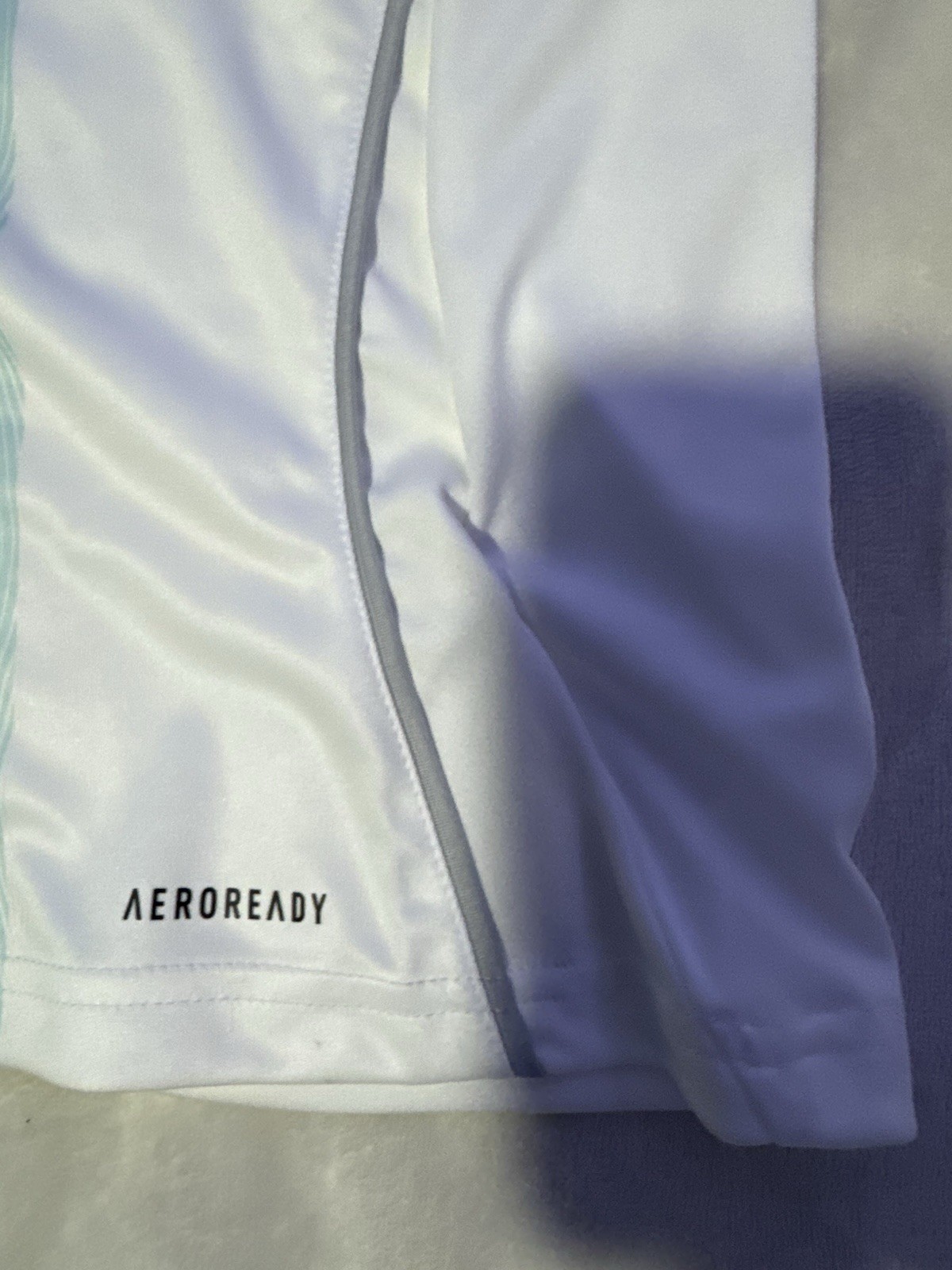 NWT Boys Adidas White/Green Striped Size XL Short Sleeve Messi Shirt $40 thumbnail 2