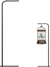 67 Inch High Hanging Bird Cage Stand, Black without storage rack, black