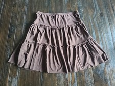 Vintage Cupid's Cup Stretch Brown Ruffled Skirt Girls Size L14