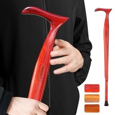 Solid Wooden Cane 500 lb Load Capacity Stylish Walking Cane a-red brown