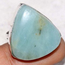 925 Silver Plated Aquamarine Ring US 7 Mother's Day Gift New Year Vibes GW