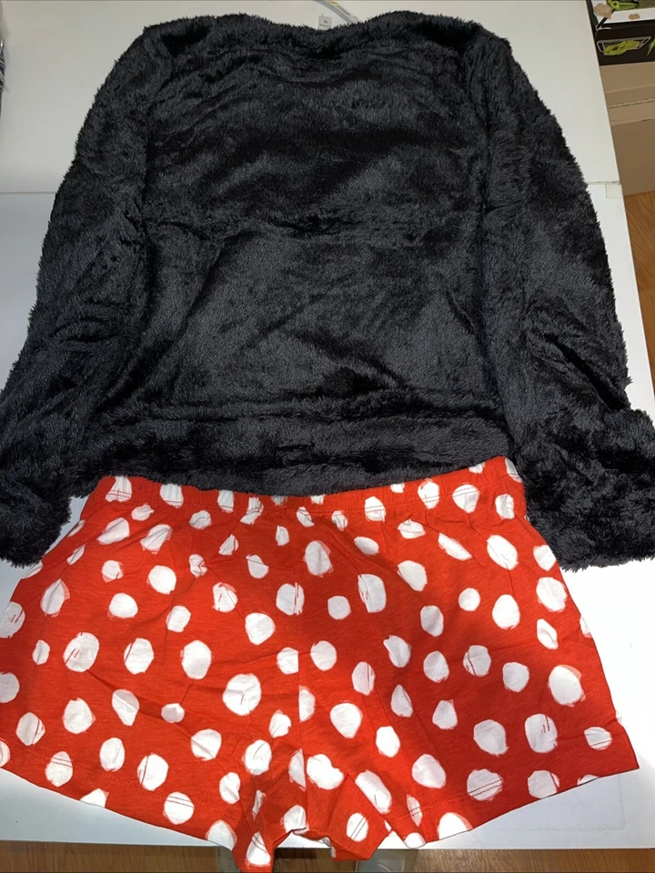 Новый с Ярлыками HUE женщин 2шт Sleepwear комплект, черный топ и в горошек красный боксеры средний #5-0115 - Изображение 2 из 4