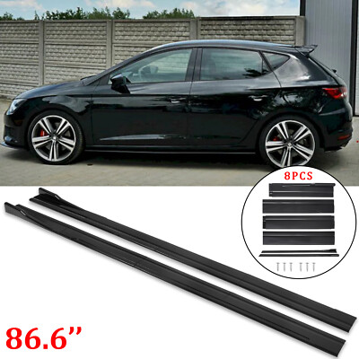For Seat Leon MK2 MK3 Glossy Black 86.6'' Car Side Skirts Extension Splitter Lip