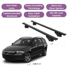 ERKUL Roof Rack Cross Bars for Volvo V50 SW 2005-2011 for Raised Rails - Black