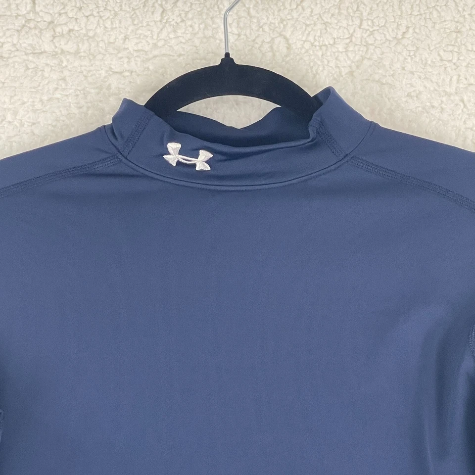 Camisa Under Armour Cold Gear Capa Base Mujer Pequeña Azul Cuello Simulado Manga Larga Foto 3 de 4