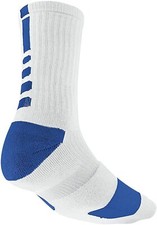 NIKE ELITE BASKETBALL CREW SOCKS  White/Royal Blue SMALL Youth SZ 4-6 3629-143