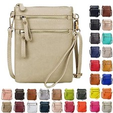 Women's Crossbody Bag Multi Zipper Pockets with Detachable Wristlet, Brick