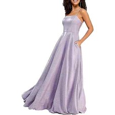 City Studios Juniors Sleeveless Glitter Lace-Back Evening Dress Lavender Sz 5/6