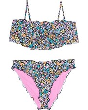 Hobie Girls L109117 Dainty Ditsy Ruffle Flounce Bralette Swim Set Size 12