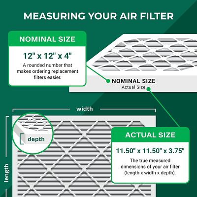 Filterbuy 12x16x1 Air Filter MERV 8 Essential Dust & Allergy Defense (4-Pack), Electrostatic Pleated HVAC AC Furnace Filters Replacement, Made In USA (Actual Size: 11.50 X 15.50 X 0.75 - View #9