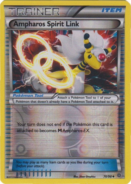 Lightly Played, English Pokemon Reverse Holo Ampharos Spirit Link - 70/98 - Unco