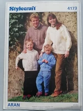 FAMILY ARAN SWEATERS, 61-112cm, 10ply - STYLECRAFT Knitting Pattern 4173