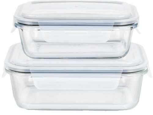 Boîte de conservation boîte de conservation boîte à pain avec couvercle 0,6 & 1 L verre Pacu transparent - Photo 1/8