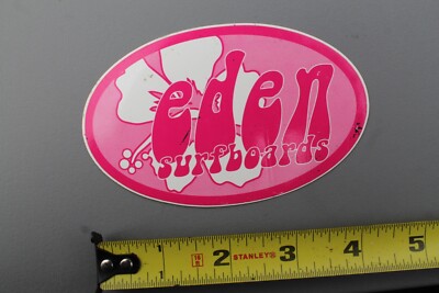 Eden Surfboards Sexy Aloha Flowers Pink White OG V52A Vintage Surfing STICKER