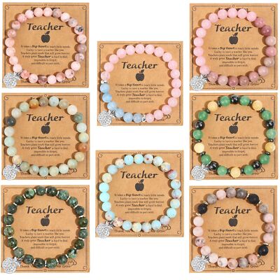 8Pcs Teacher Appreciation Bracelets Gifts for Women Men Natural Stone Teacher...