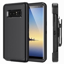 For Samsung Galaxy Note 8 Shockproof Defender Rugged Black Hard Case W/Belt Clip